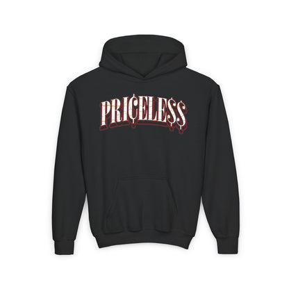 Priceless Black Youth Heavy Blend Hooded Sweatshirt - African American Kid Priceless Design