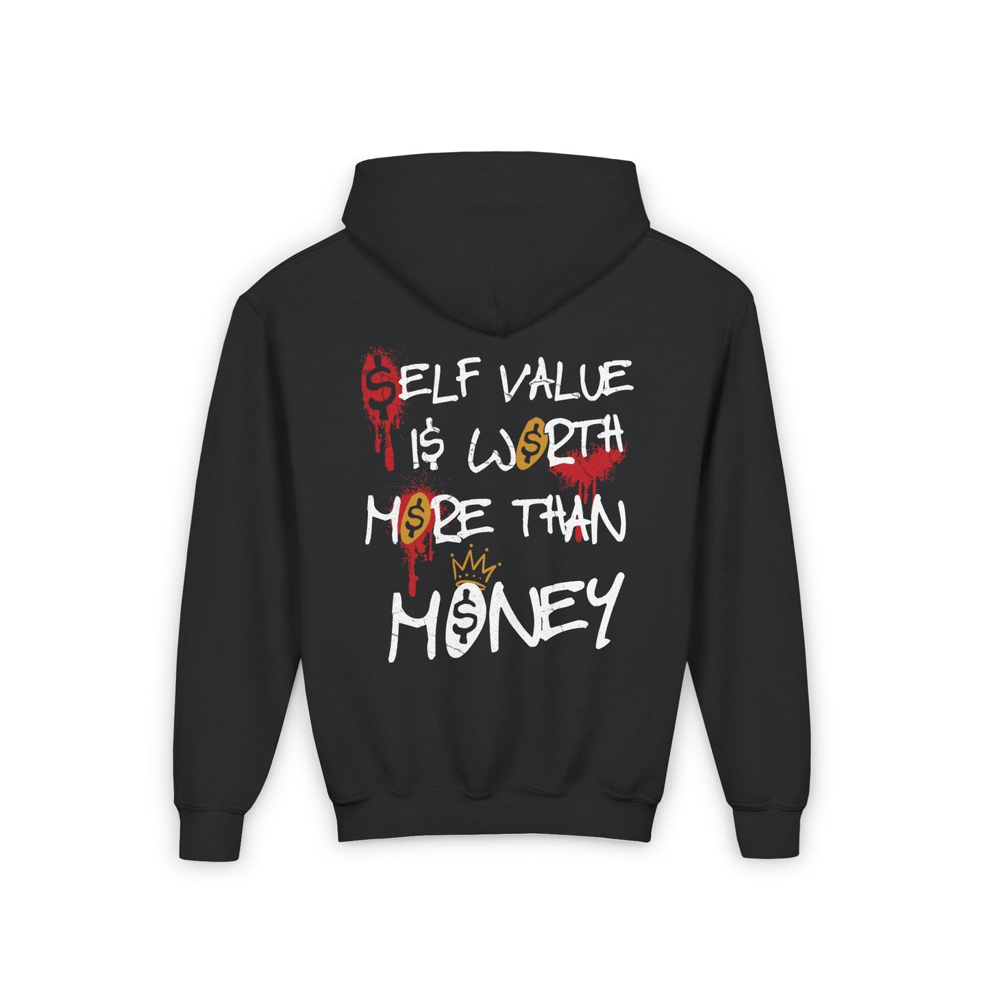 Priceless Black Youth Heavy Blend Hooded Sweatshirt - African American Kid Priceless Design